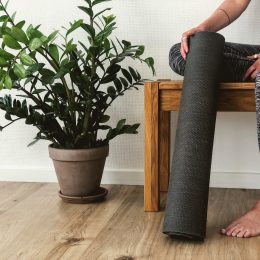 person sitting on gray chair